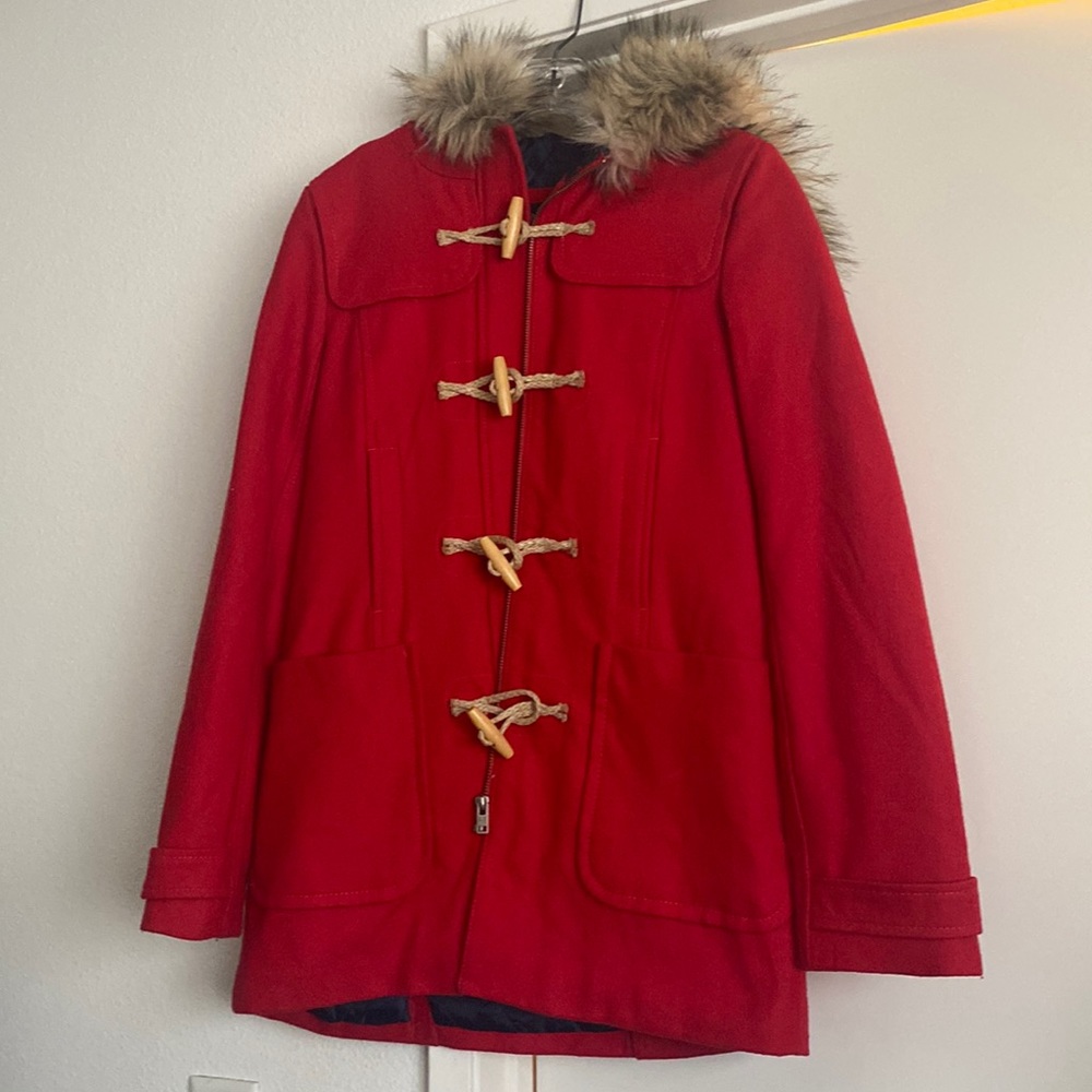 Fur hooded trench coat